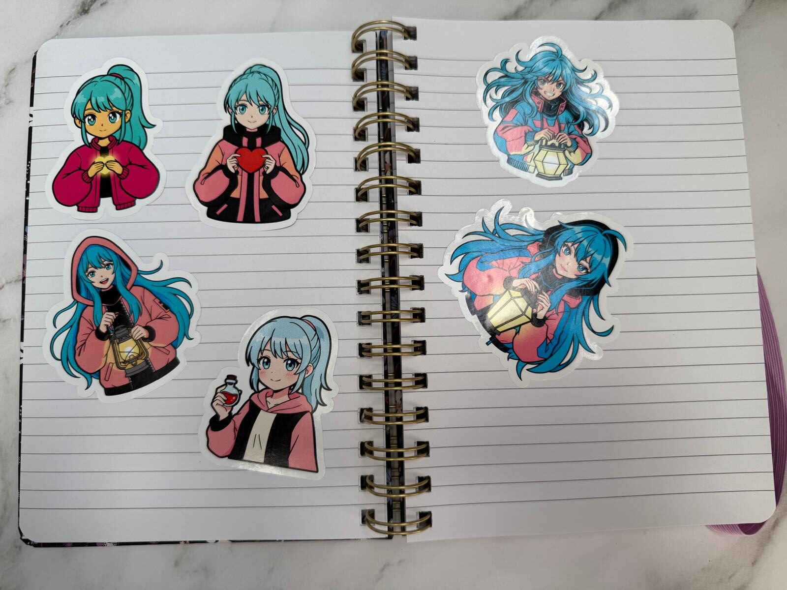 Anime Sticker Bundle – 6 Motive (Girl-Mix), je 10 cm, wasserfest, 3 cm Peel-Rand