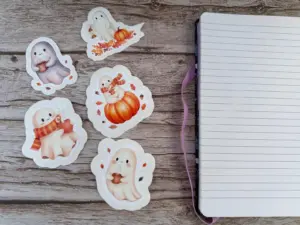 Herbst Ghost Sticker Bundle (5 Die-Cut Motive) – je 10 cm, wasserfest, 3 cm Peel-Rand